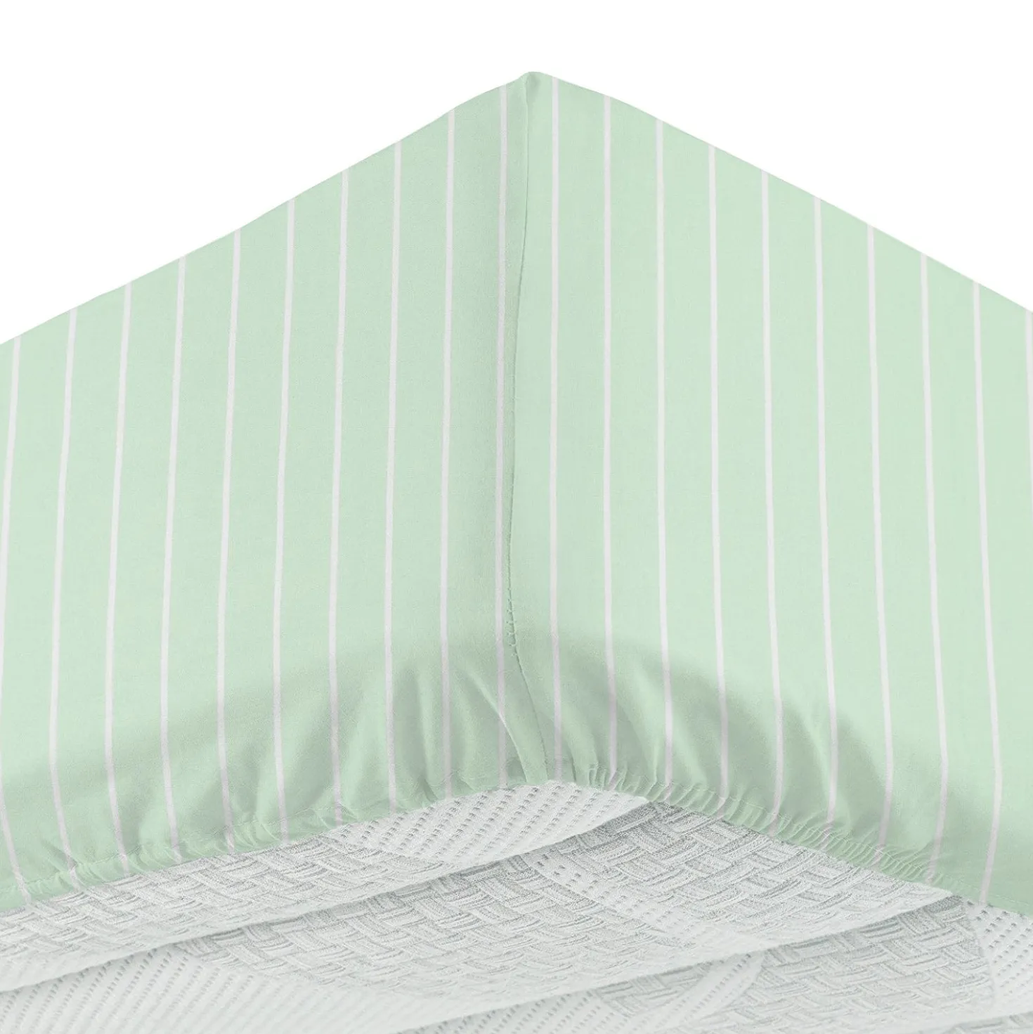 Completo letto matrimoniale policotone righe verde