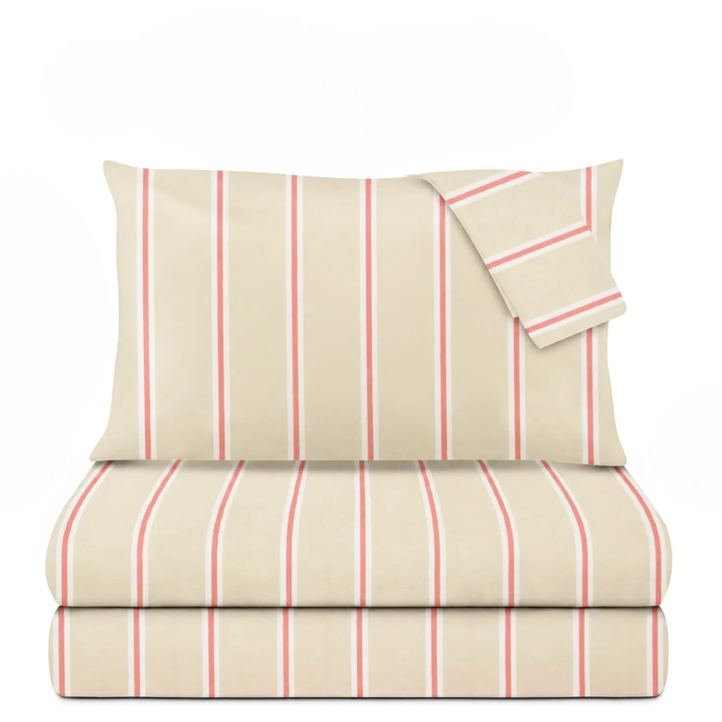 Completo letto matrimoniale righe beige