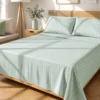 Completo letto matrimoniale righe verde