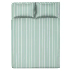Completo letto matrimoniale righe verde