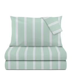Completo letto matrimoniale righe verde