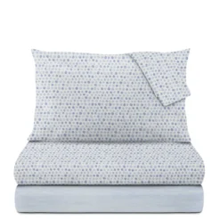 Completo letto matrimoniale stampa pois azzurro