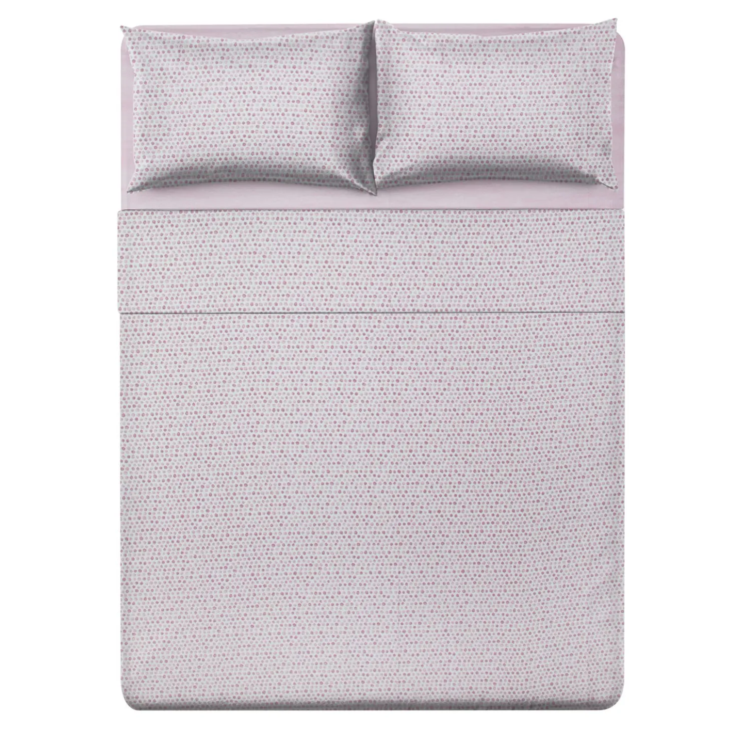 Completo letto matrimoniale stampa pois rosa