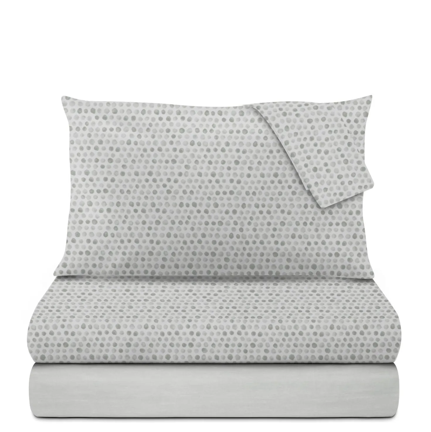 Completo letto matrimoniale stampa pois verde