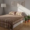 Completo letto matrimoniale tartan marrone