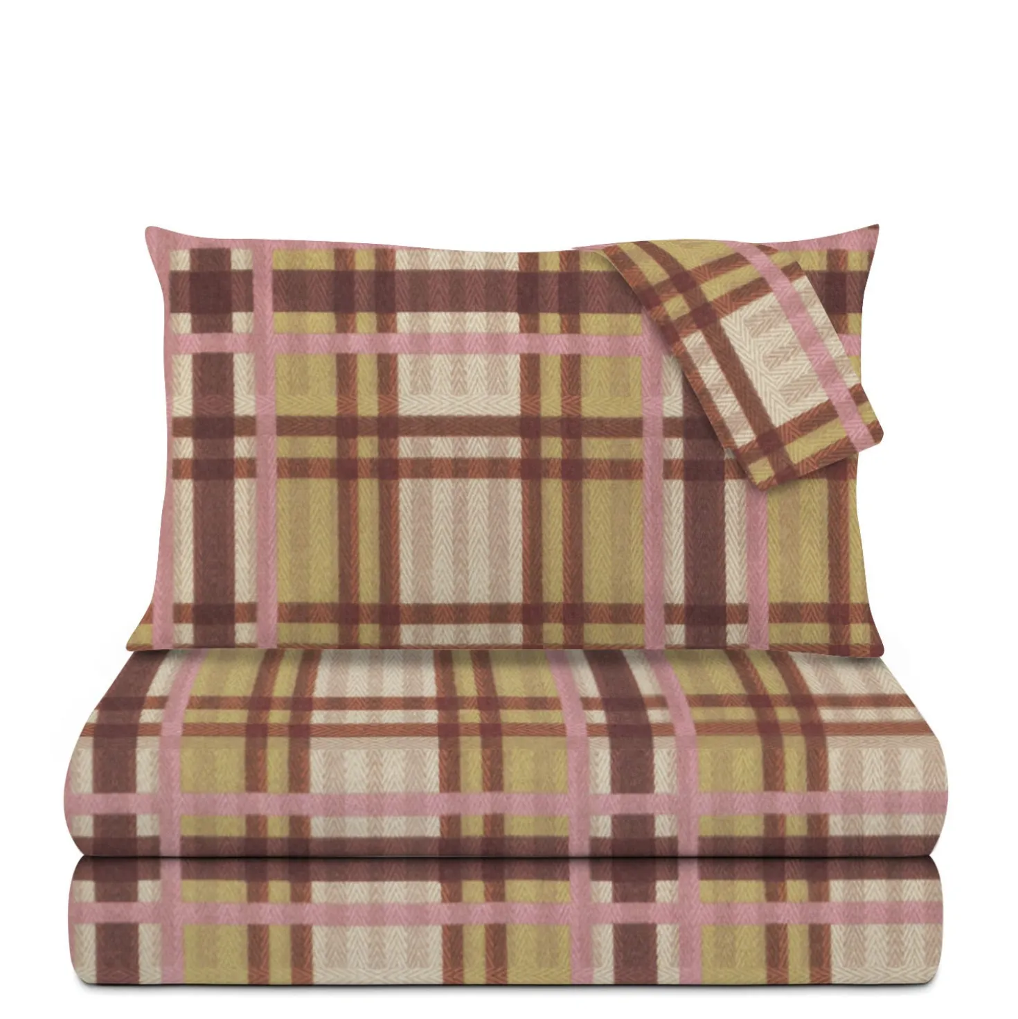 Completo letto matrimoniale tartan marrone