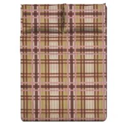 Completo letto matrimoniale tartan marrone