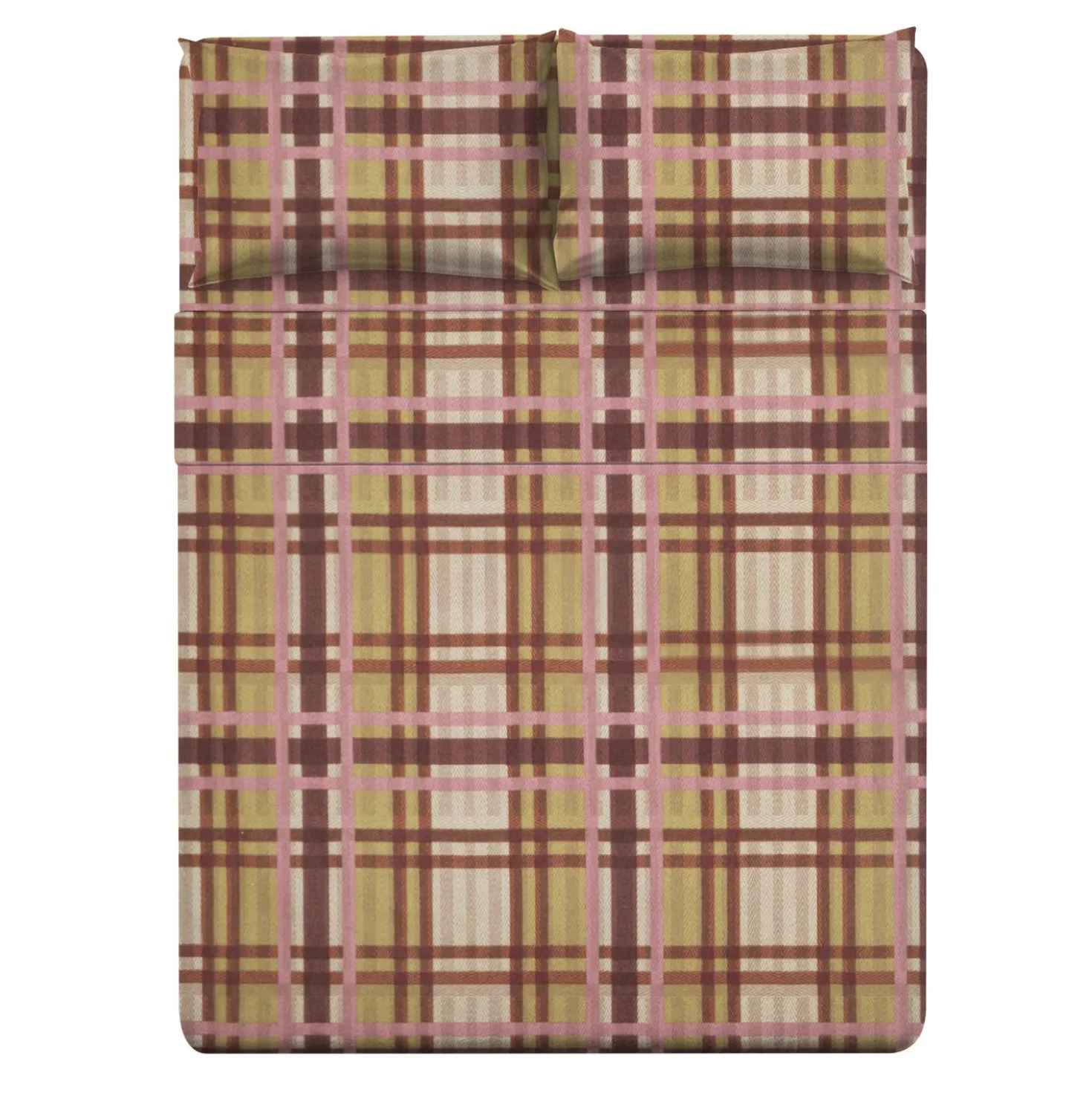 Completo letto matrimoniale tartan marrone