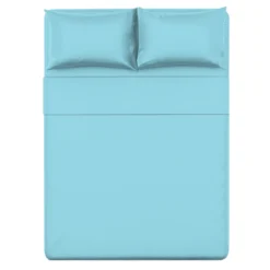 Completo letto matrimoniale tinta unita azzurro