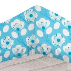 Completo letto 1 piazza e mezza azzurro fiori bianchi