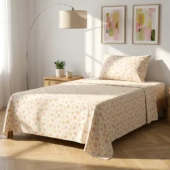 Completo letto 1 piazza e mezza cotone fiorellini