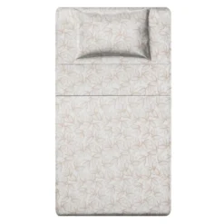 Completo letto 1 piazza e mezza policotone foglie sabbia