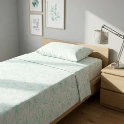 Completo letto 1 piazza e mezza policotone foglie verde