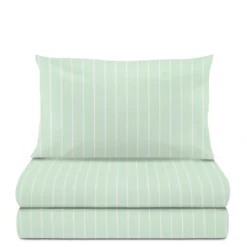 Completo letto 1 piazza e mezza policotone righe verde