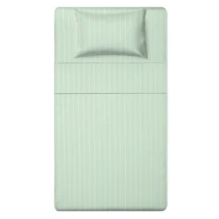 Completo letto 1 piazza e mezza policotone righe verde