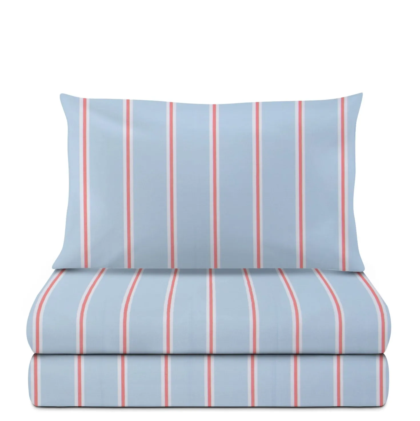 Completo letto 1 piazza e mezza righe azzurro