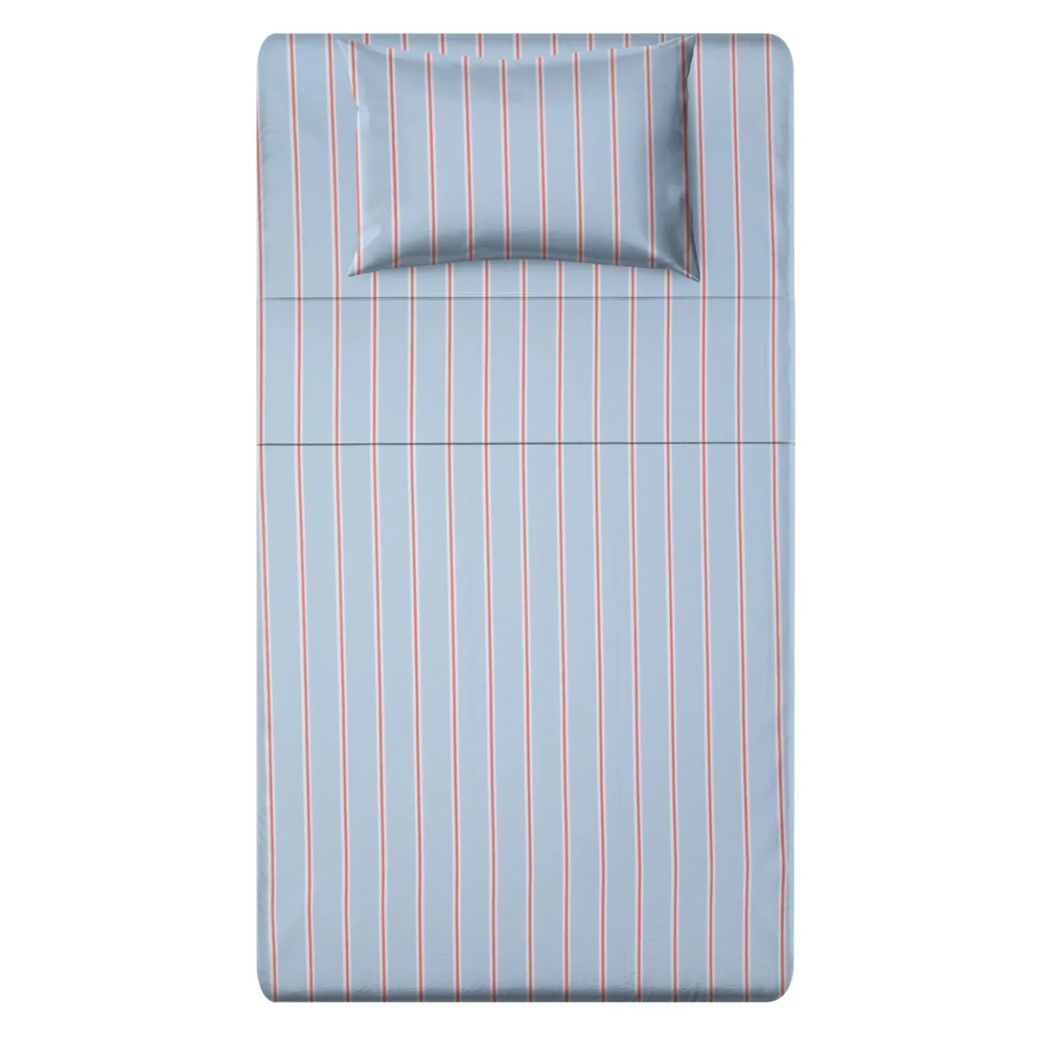 Completo letto 1 piazza e mezza righe azzurro