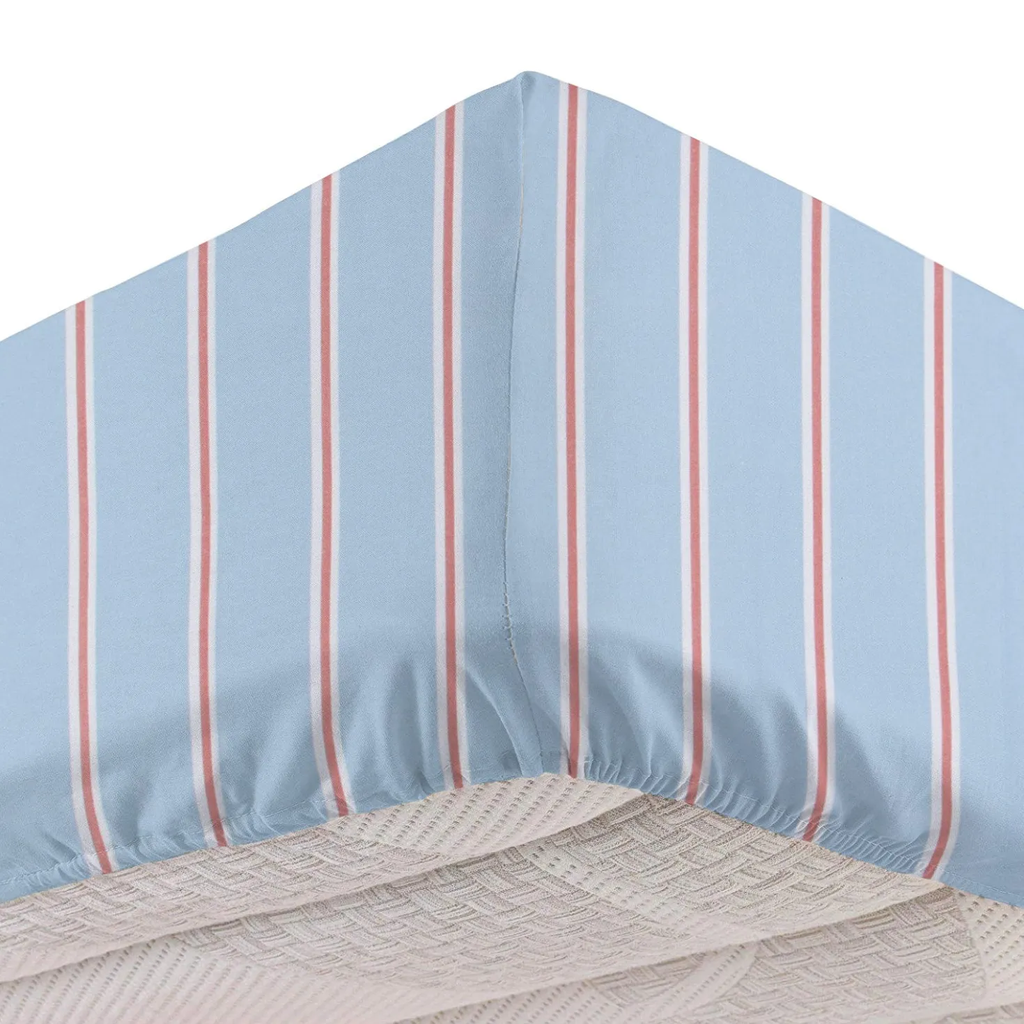 Completo letto 1 piazza e mezza righe azzurro