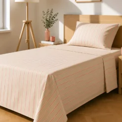 Completo letto 1 piazza e mezza righe beige