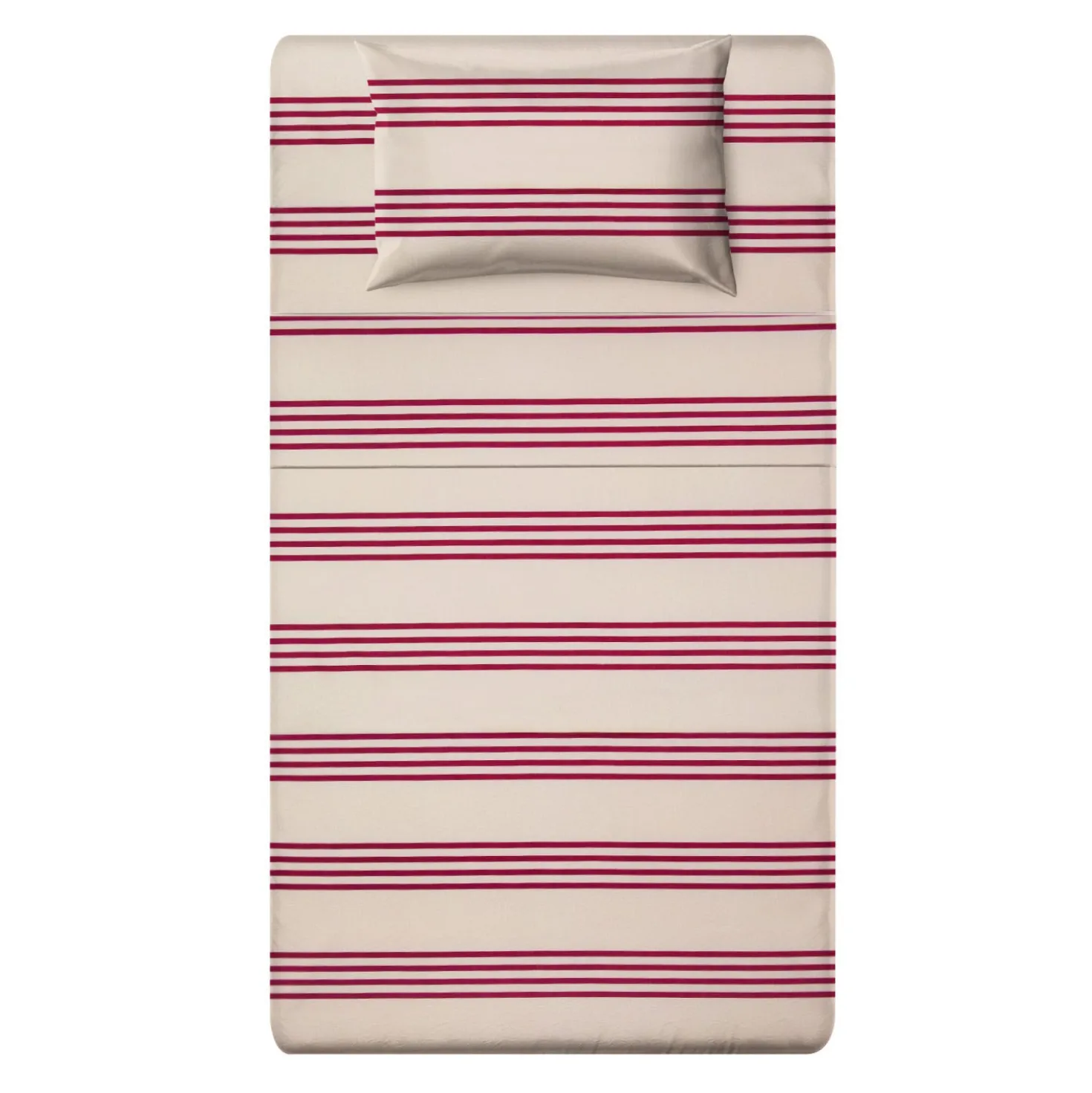 Completo letto 1 piazza e mezza righe bordeaux cotone
