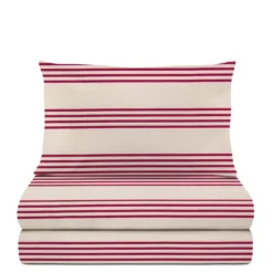 Completo letto 1 piazza e mezza righe bordeaux cotone