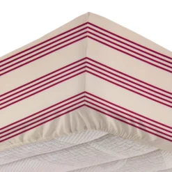 Completo letto 1 piazza e mezza righe bordeaux cotone