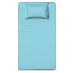 Completo letto 1 piazza e mezza tinta unita azzurro