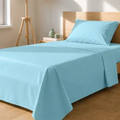 Completo letto 1 piazza e mezza tinta unita azzurro