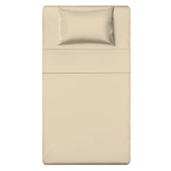 Completo letto 1 piazza e mezza tinta unita beige