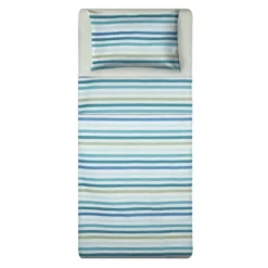 Completo letto 1 piazza poli stampa righe azzurro