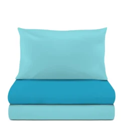 Completo letto singolo cotone azzurro Nicoletta