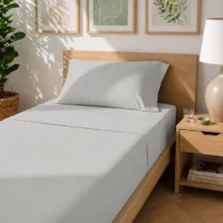 Completo letto singolo cotone tinta unita grigio