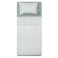 Completo letto singolo fiori acqua cotone