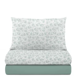 Completo letto singolo fiori acqua cotone