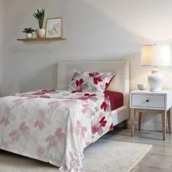 Completo letto singolo fiori rossi Passion Datex