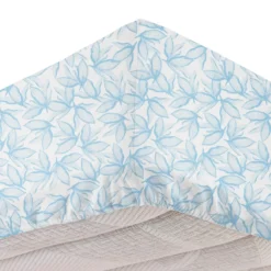 Completo letto singolo policotone foglie azzurro
