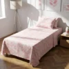 Completo letto singolo policotone foglie rosa