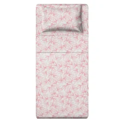 Completo letto singolo policotone foglie rosa