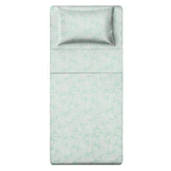 Completo letto singolo policotone foglie verde