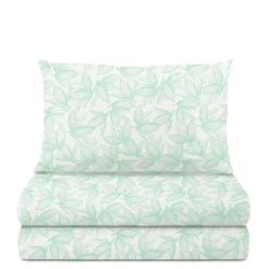Completo letto singolo policotone foglie verde