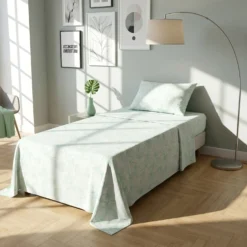 Completo letto singolo policotone foglie verde
