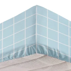 Completo letto singolo policotone quadrotti azzurro