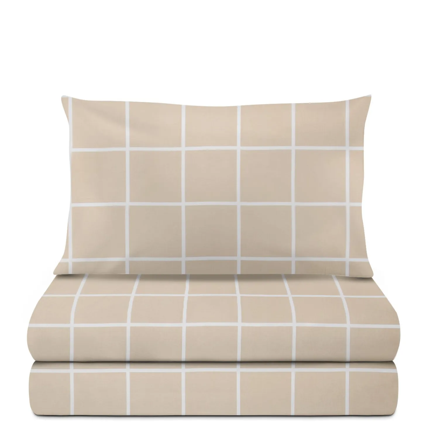 Completo letto singolo policotone quadrotti sabbia