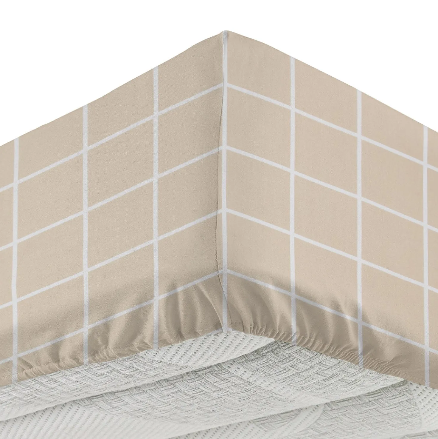Completo letto singolo policotone quadrotti sabbia