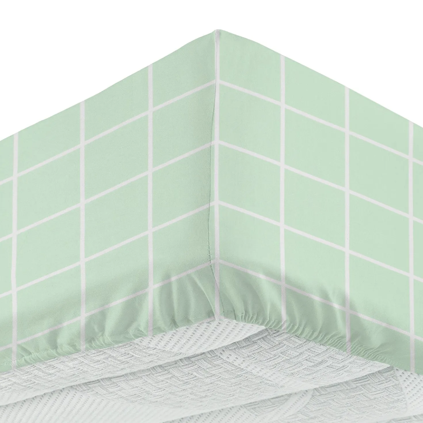 Completo letto singolo policotone quadrotti verde