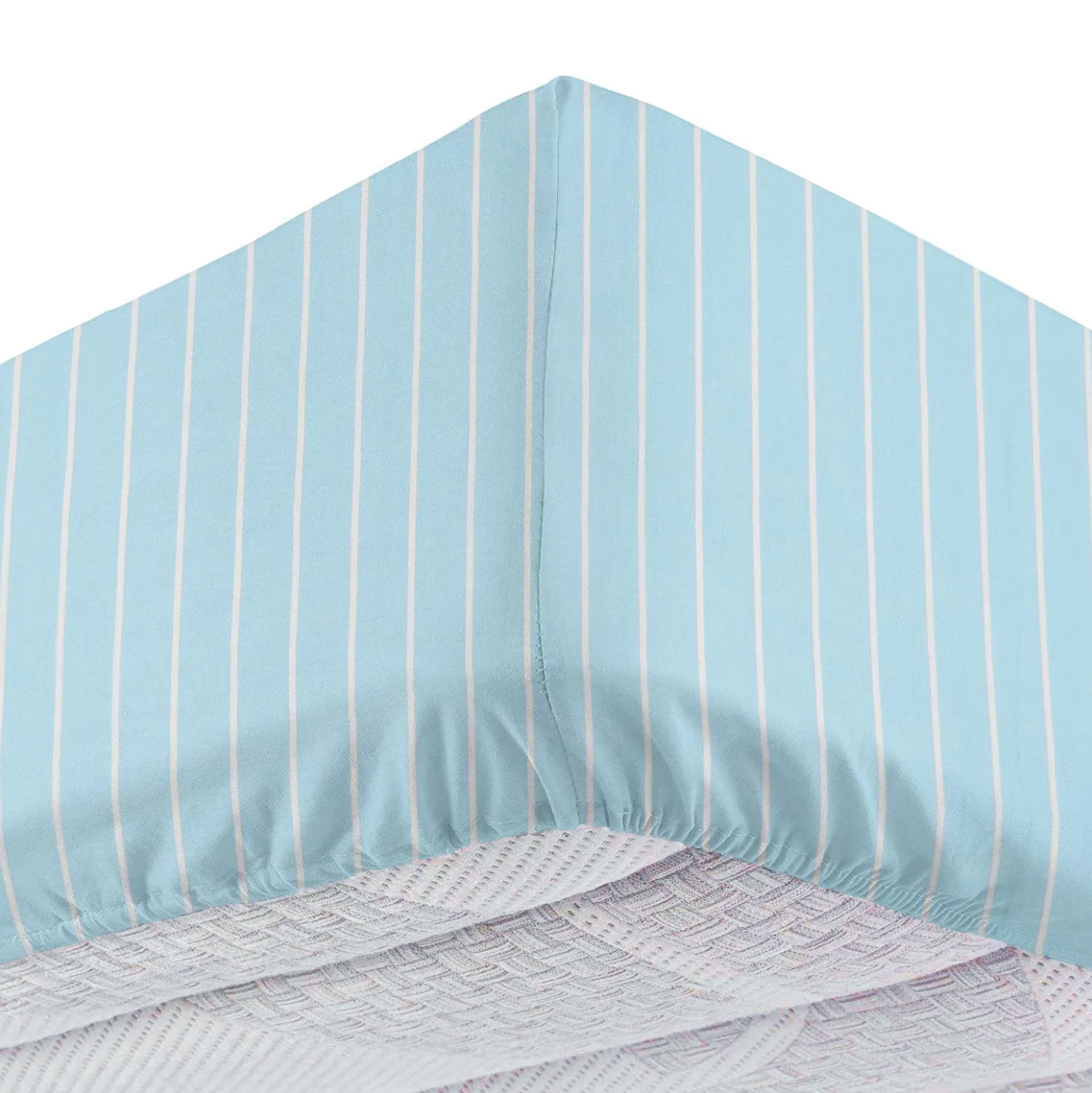 Completo letto singolo policotone righe azzurro