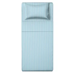 Completo letto singolo policotone righe azzurro