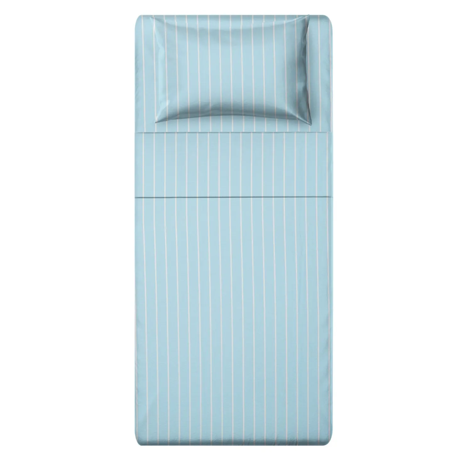 Completo letto singolo policotone righe azzurro