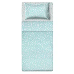 Completo letto singolo poli fiori azzurro