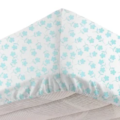 Completo letto singolo poli fiori azzurro